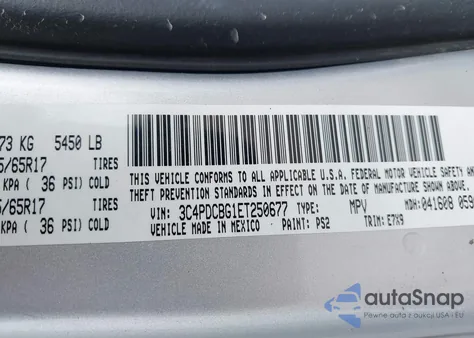 2014 Dodge Journey Sxt from USA, damaged, VIN 3C4PDCBG1ET250677